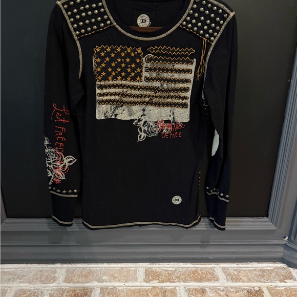 Double D Ranch Black Let Freedom Ring long sleeve tee - Picture 3 of 6